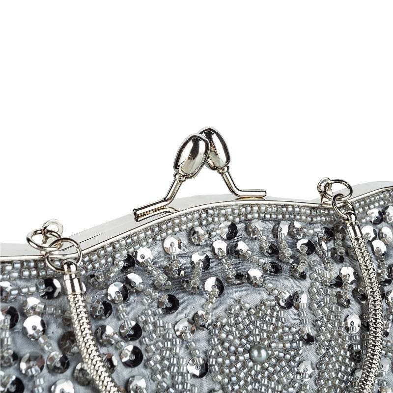 VISTATROY Floral Designer Evening Bag Beaded Sequin Design Vintage Kissing Lock Satin Clutch Purse Bag Wedding Party Clutch - Image 3